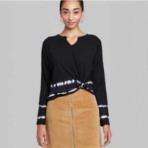 Black Long Sleeve Tie Dye Top NWT
